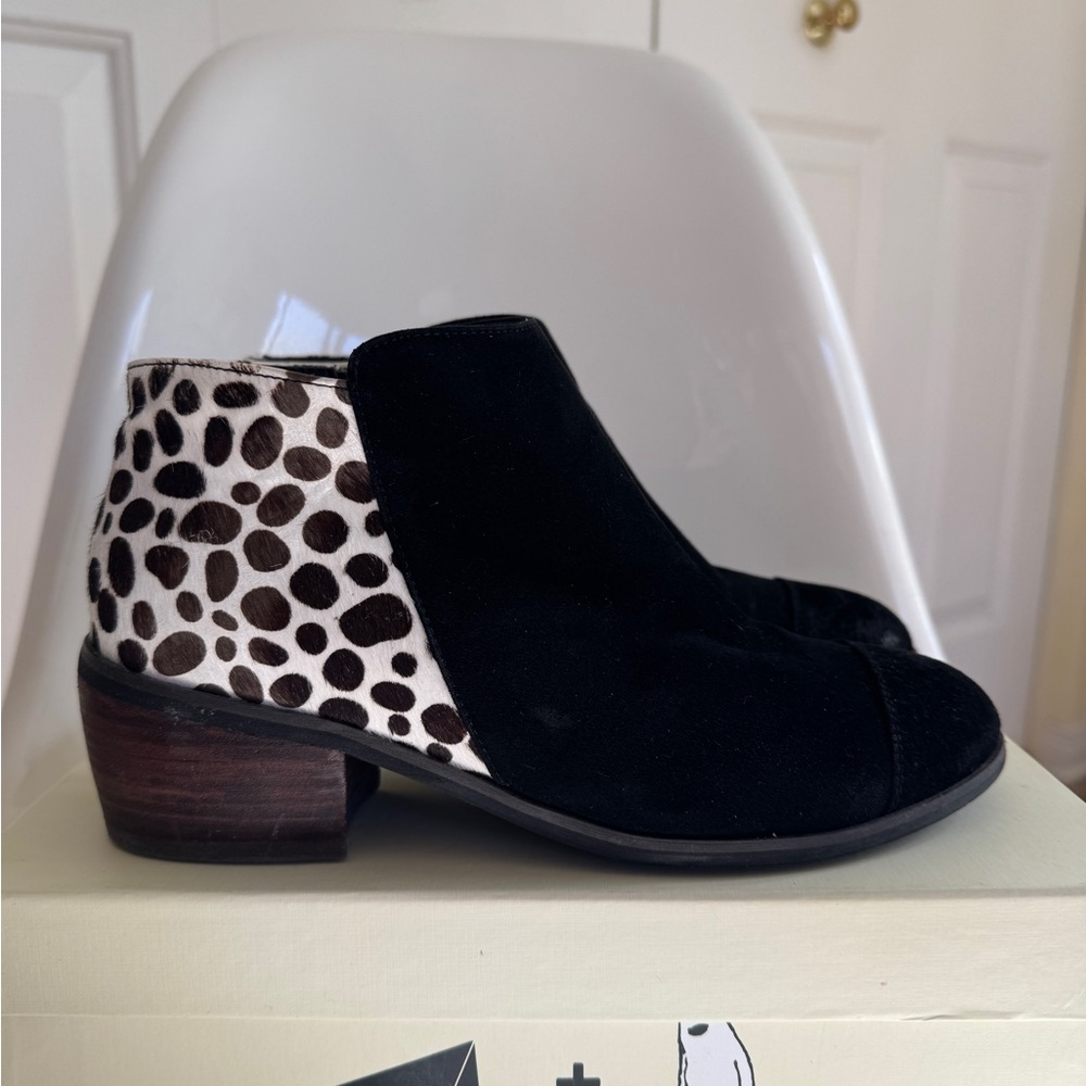 Black and Animal Print Ankle Booties only wore once!